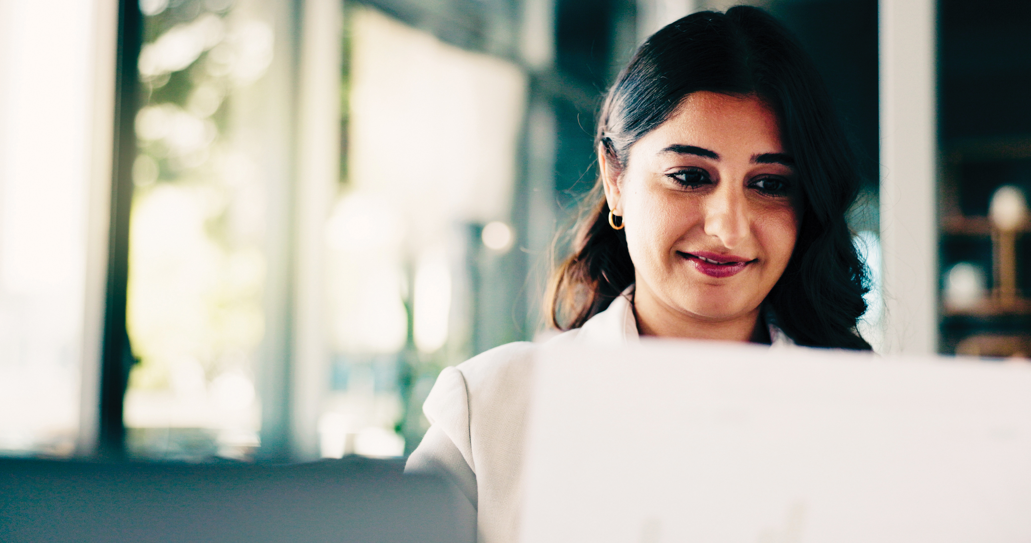 Finance, documents or businesswoman with smile for budget savings, loan help or career. Financial review, paperwork or happy investment banker in office for wealth management, taxes or profit growth