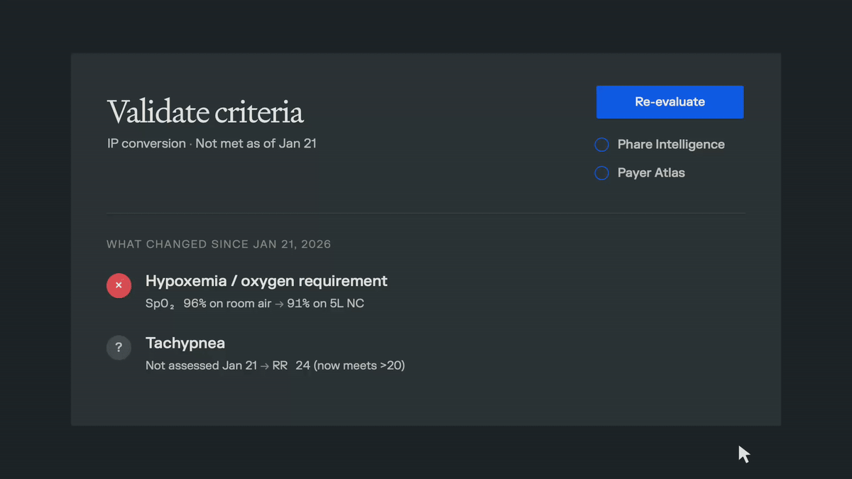 Validate criteria workflow screenshot in Phare UM